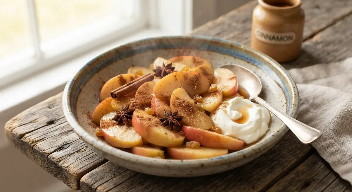 Steamed Apple Slices with Cinnamon
